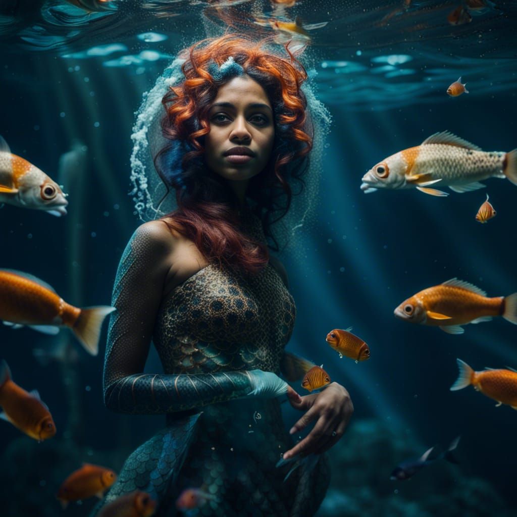 Muslim Mermaid Underwater Cinematic Portrait
