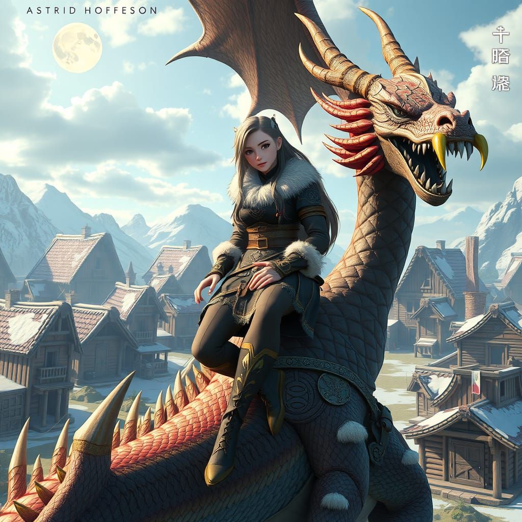 Astrid Hofferson Rides Dragon in 3D Anime Style