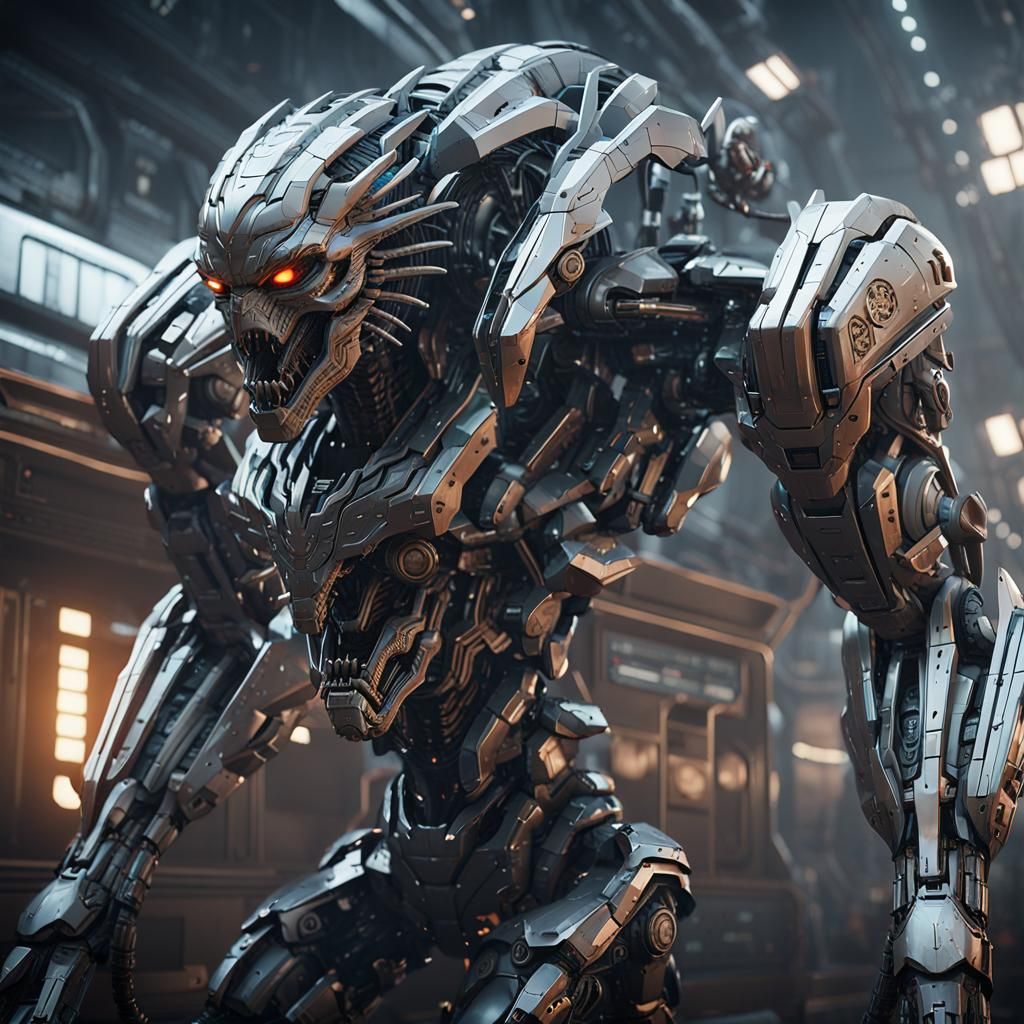 Futuristic Sci-Fi Wolf-Man Alien in 8K