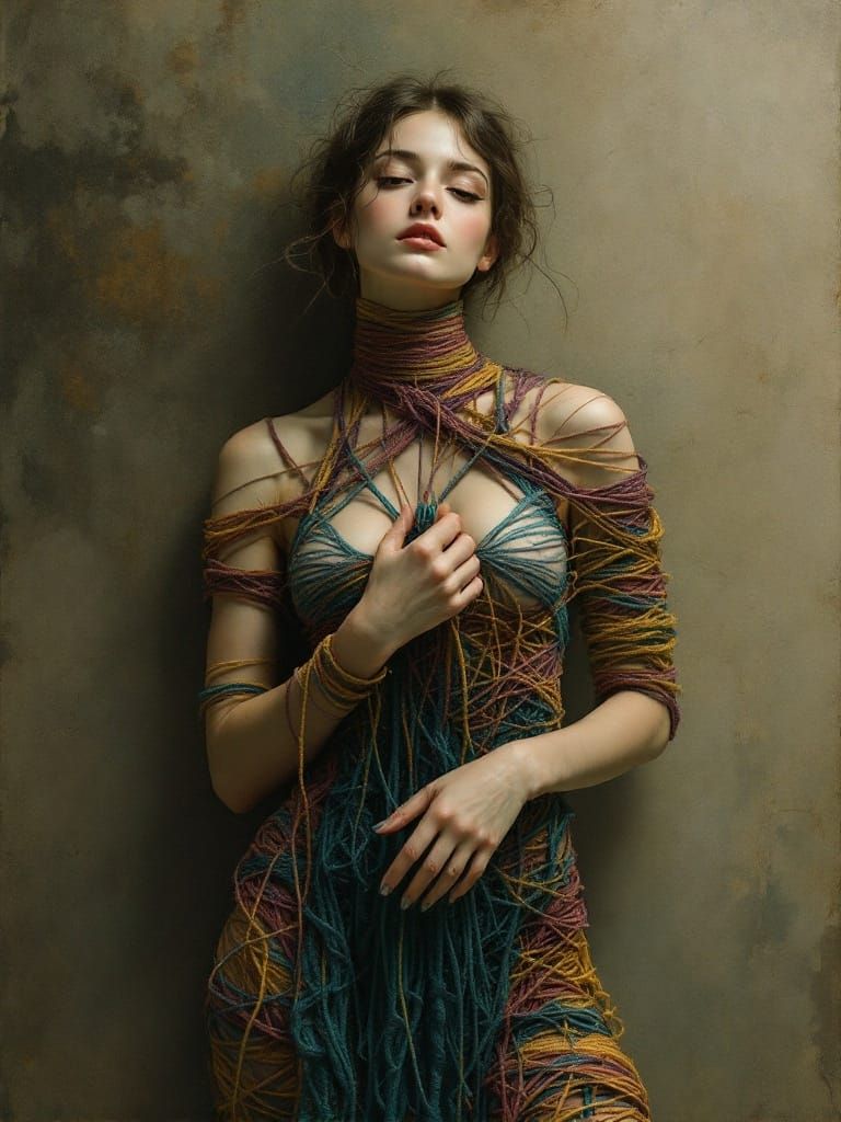 Yarn Woman Self-Made in Art Nouveau Style