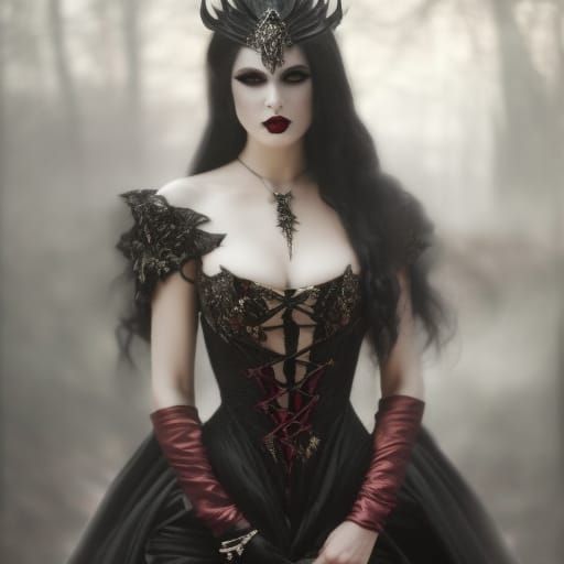 Furious Vampire Noblewoman in Gothic Cathedral