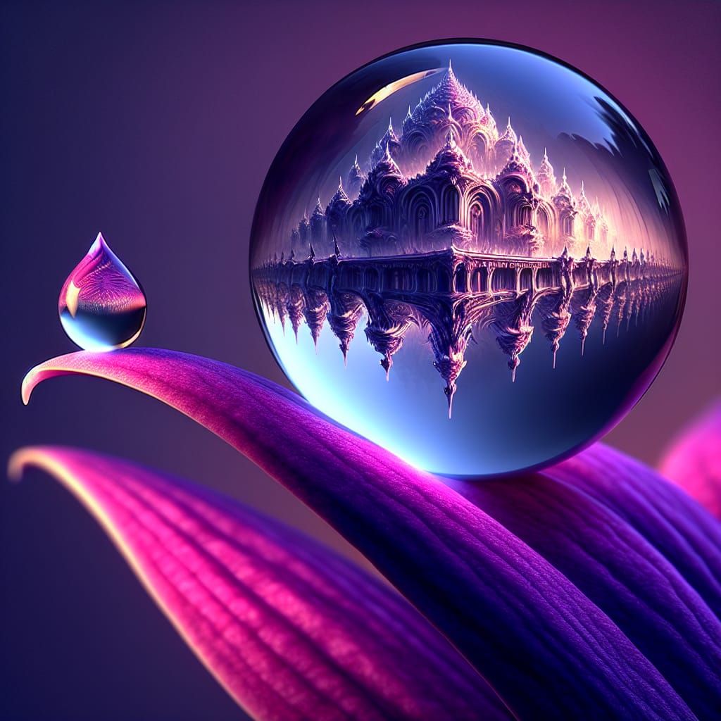 Palace Reflected in Dewdrop: Fantasy Concept Art