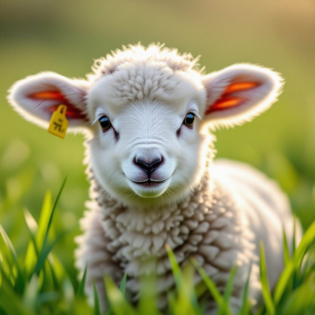 Fluffy Lamb Portrait in Hyperdetailed Style