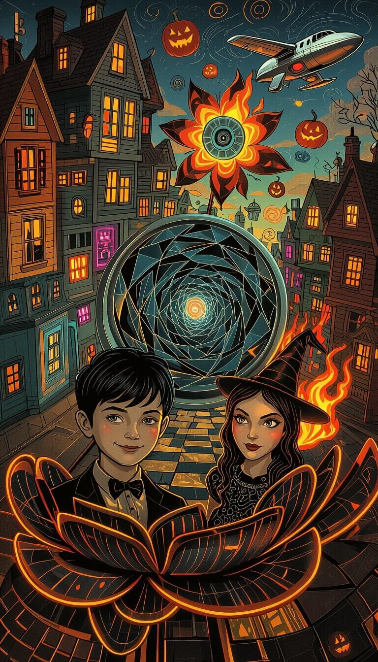 Trickster Boy and Witch Meet in Futuristic Chrome City