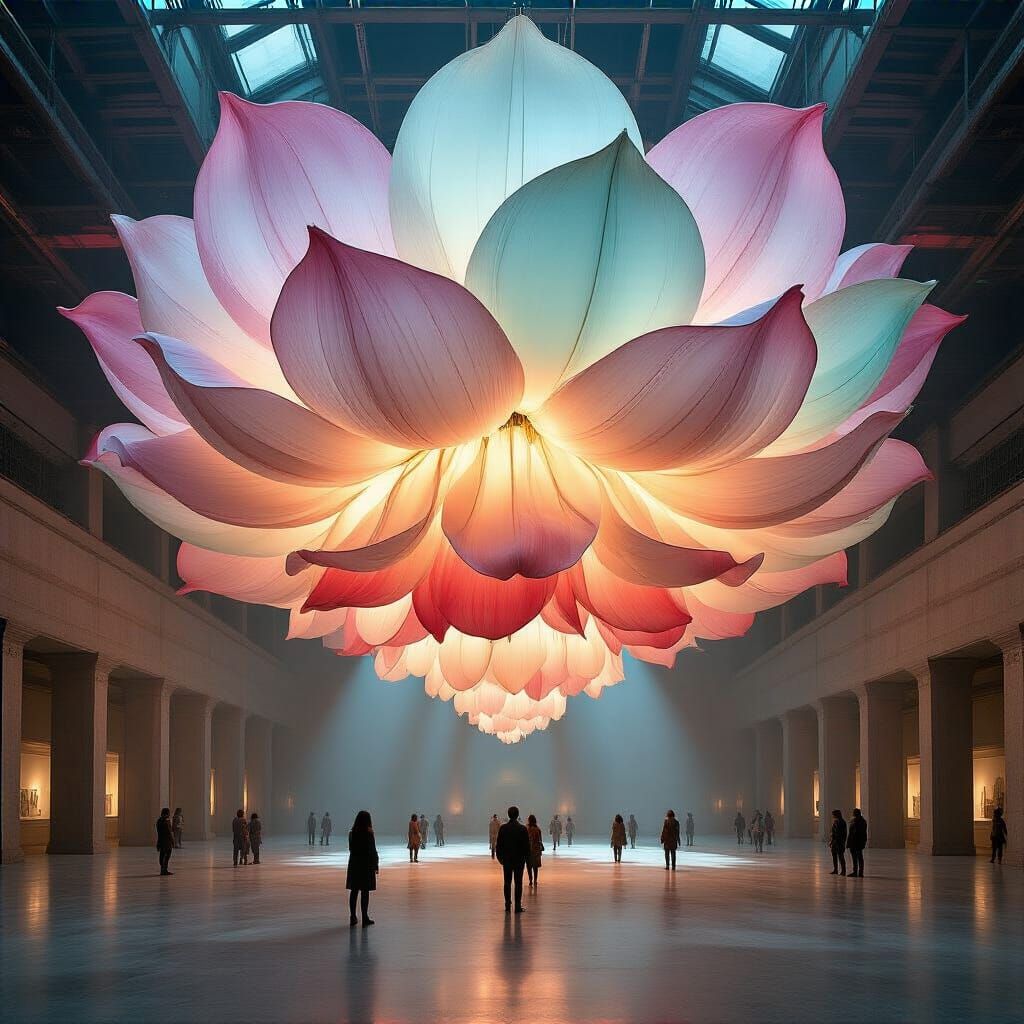 Biomorphic Flower Chandeliers in Surreal Architecture
