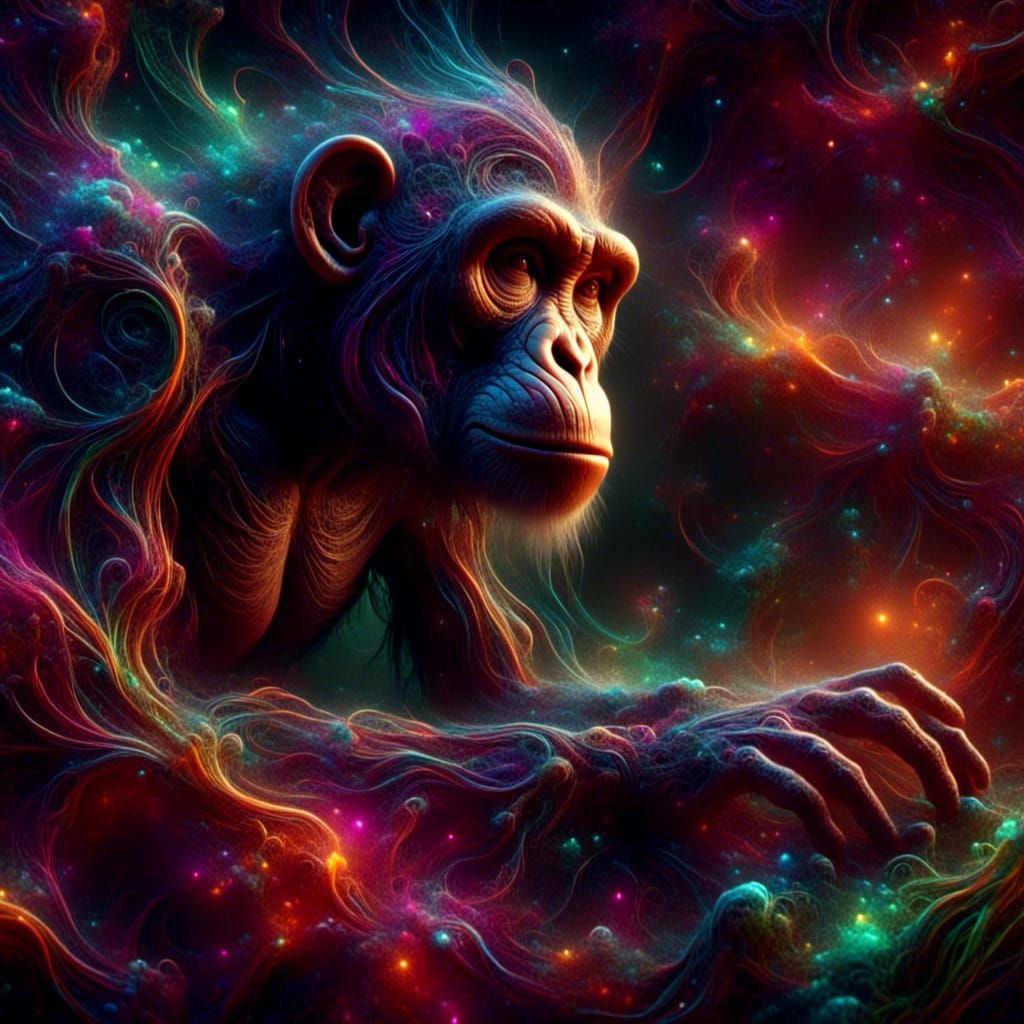 Mechanical Chimpanzee in Rainforest: Holographic Astral Illu...