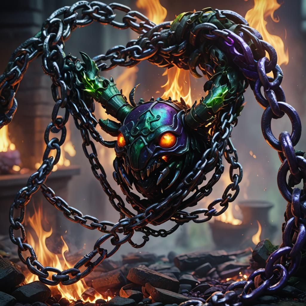 Beetlejuice in Chains: A Dark Fantasy Illustration