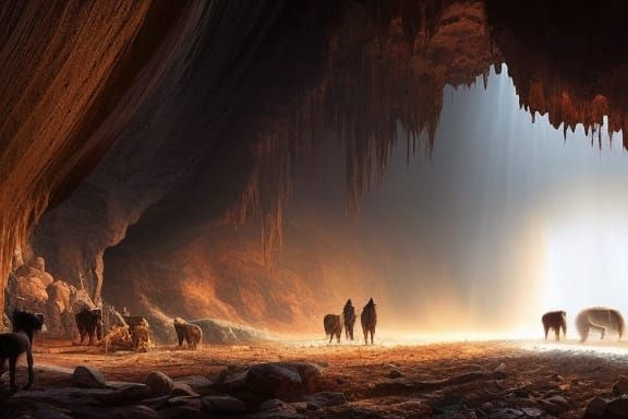 Dystopian Cave Home of a Brown Bear Family