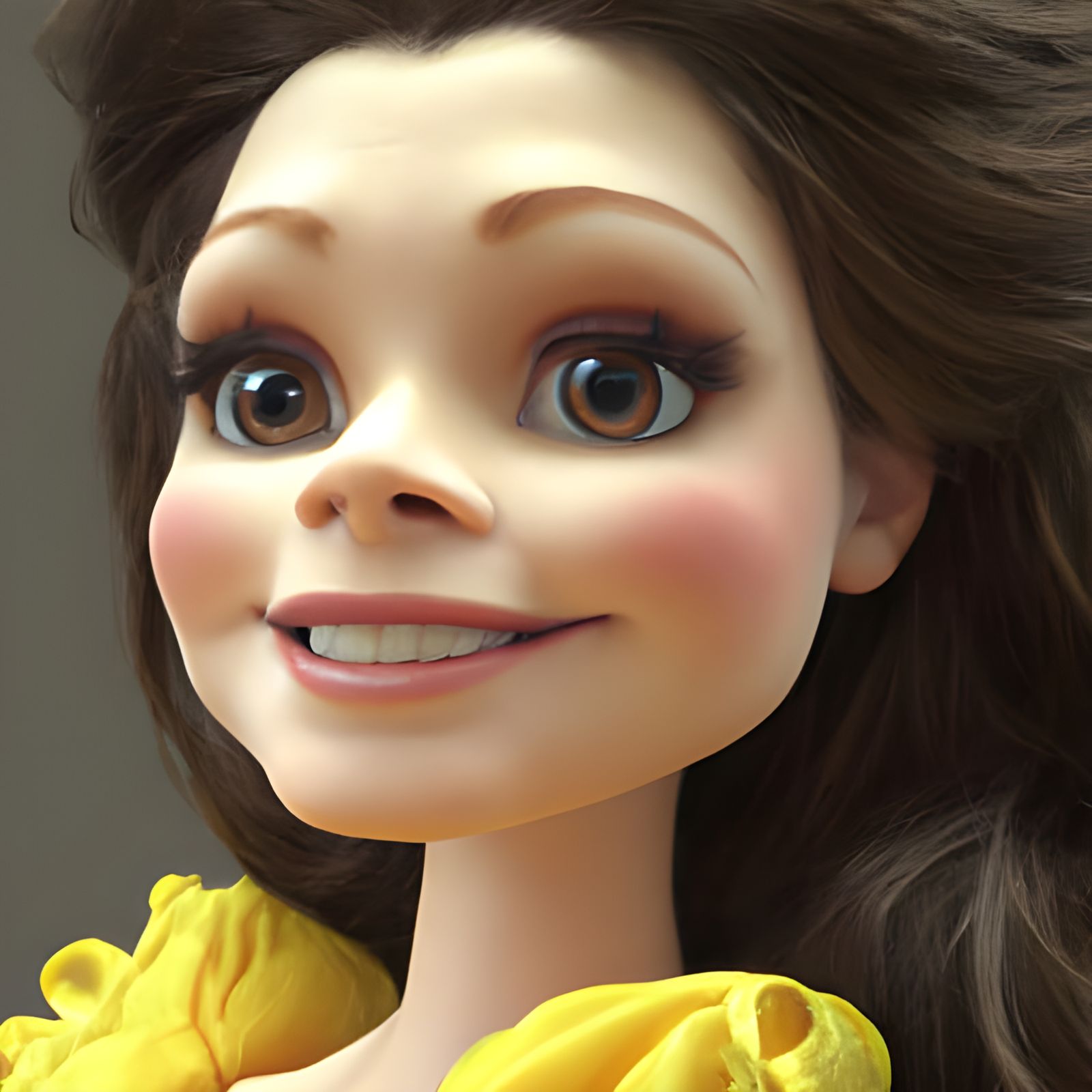 Hyperrealistic Princess Belle Muppet in Stop Motion