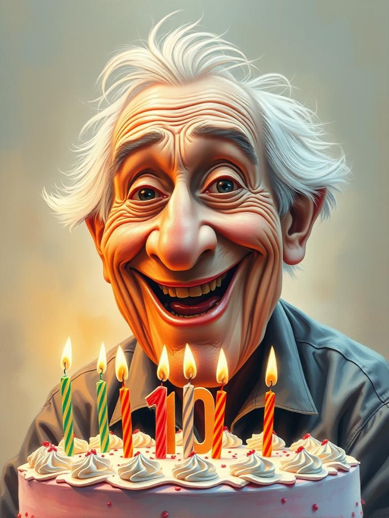 Happy Old Man's 100th Birthday Caricature