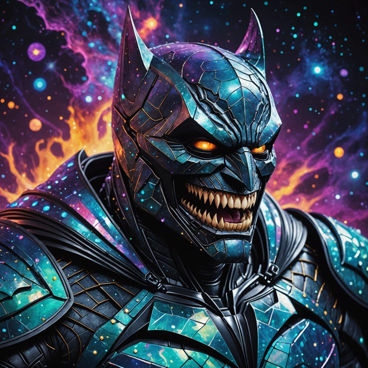 Caterpillar Batman with Razor Teeth: Astral Illustration