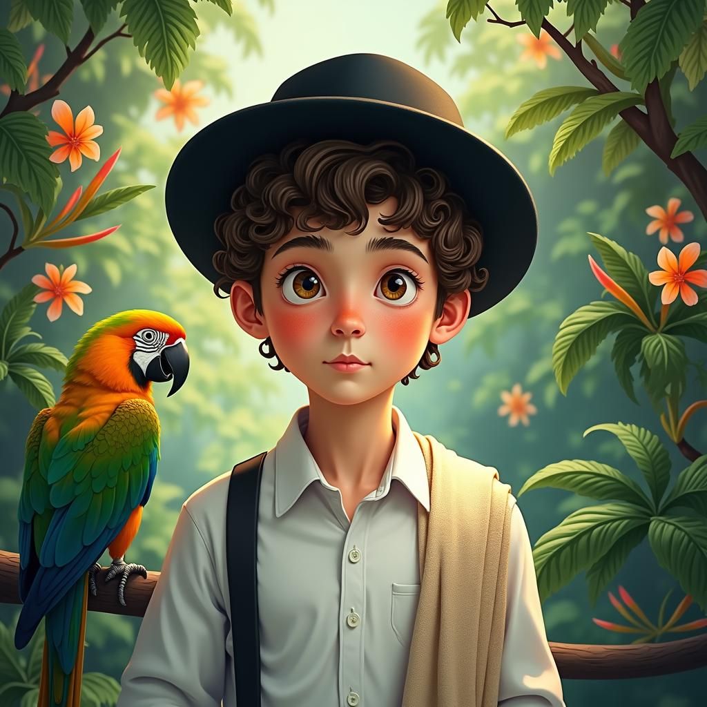 Boy in Jungle with Parrot: Concept Art