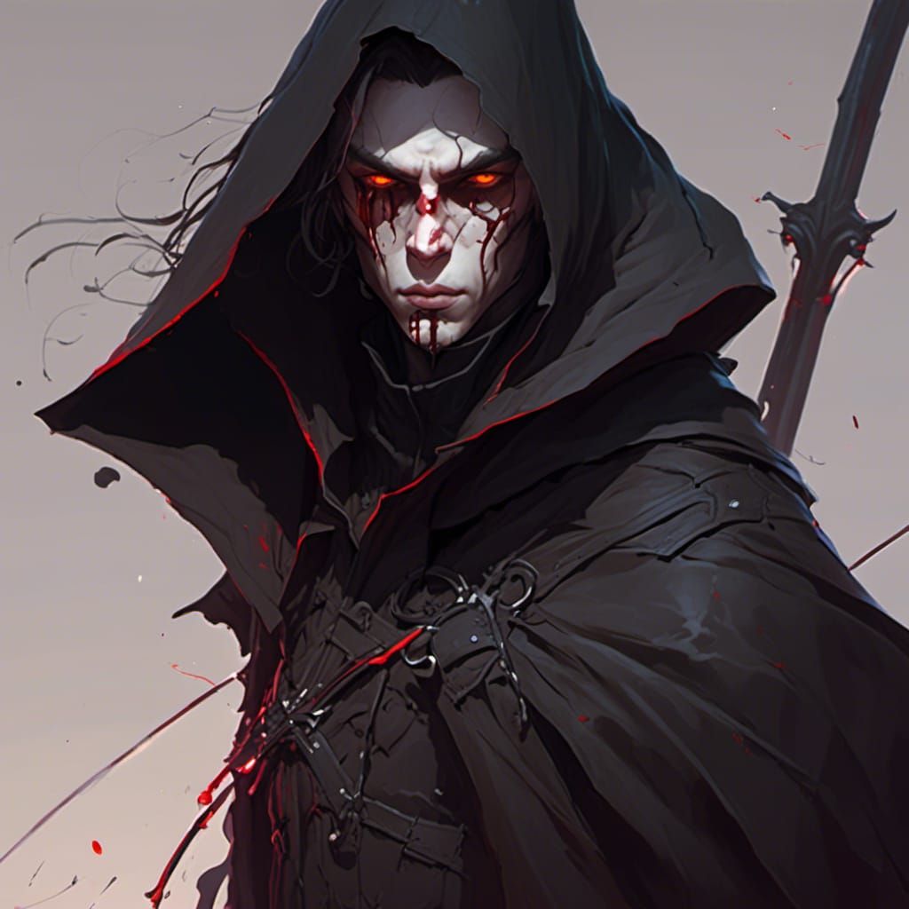 Sinister Vampire in Fencing Gear, Hyperdetailed Portrait