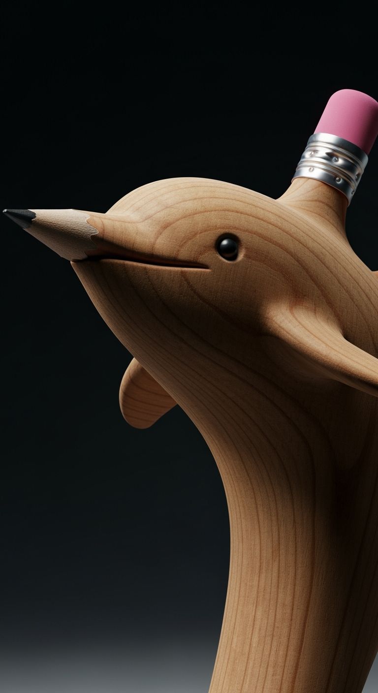 Surreal Dolphin Sculpture Carved From Pencil