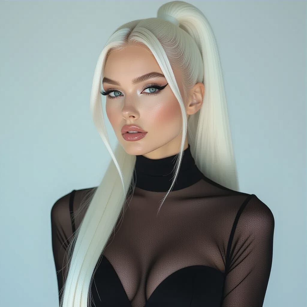 Silver Woman in Stilettos: A Hyperrealistic Aesthetic