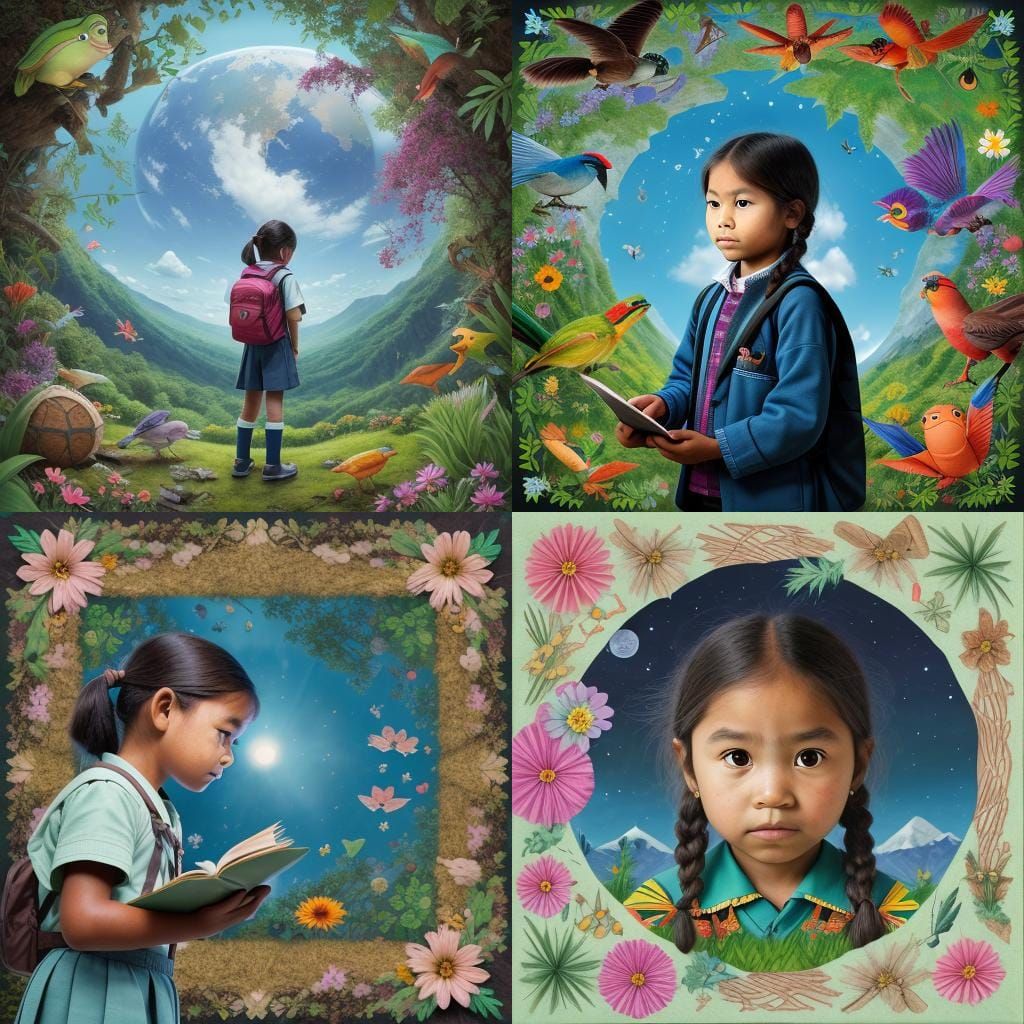 Indigenous Girl Wonders at Forest's Magic and Science