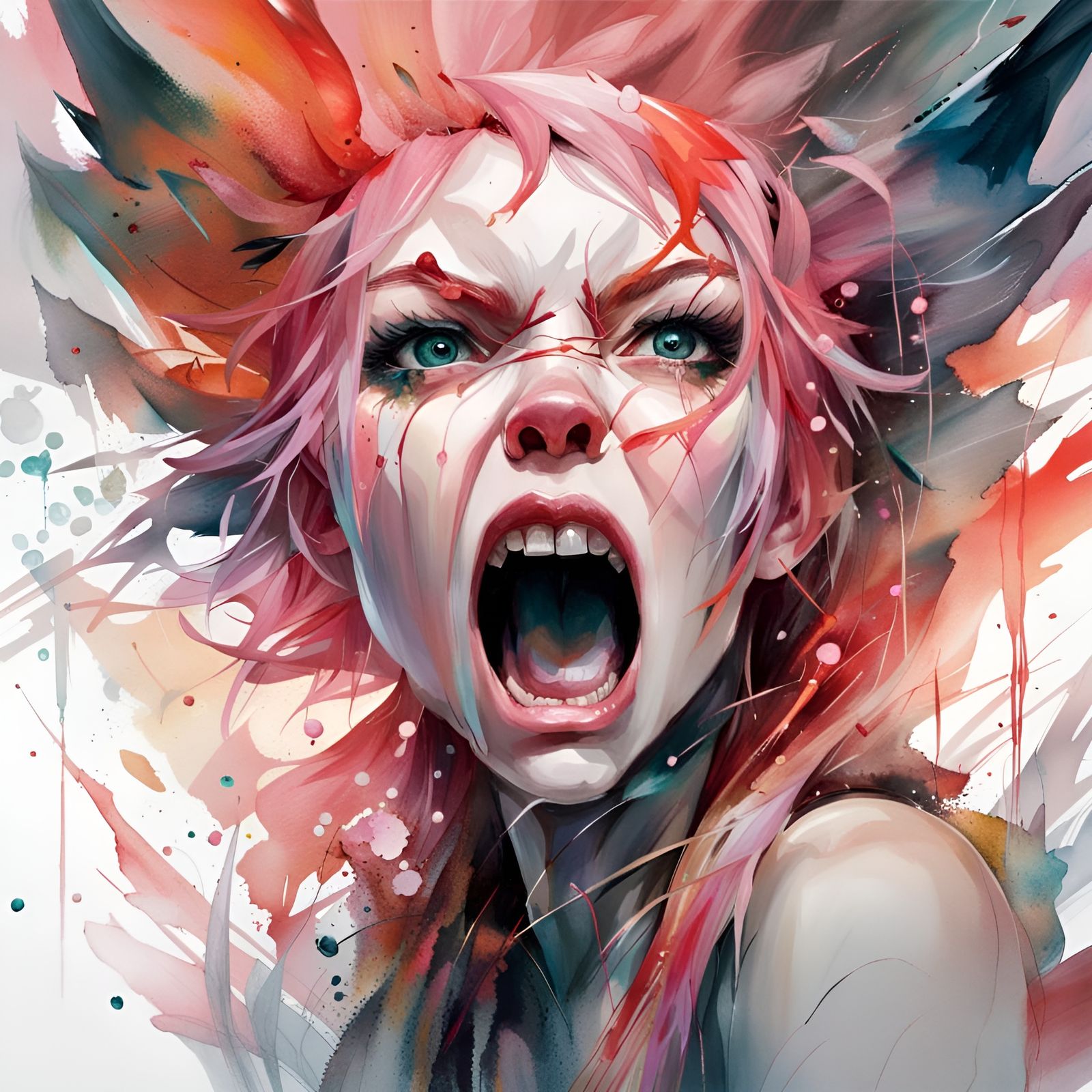 High-Octane Portrait of an Angrily Yelling Fairy