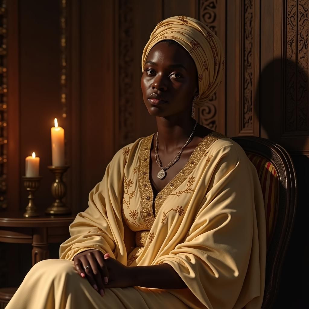 Ada in Candlelight: A Matte Painting of Serene Sadness