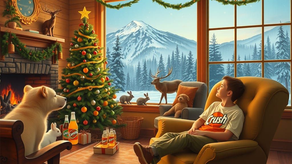 Warm Christmas Country Scene in Nostalgic Americana Style
