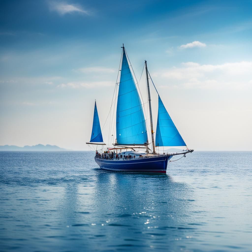 Boat Sails on Blue Sea: Natural Photography
