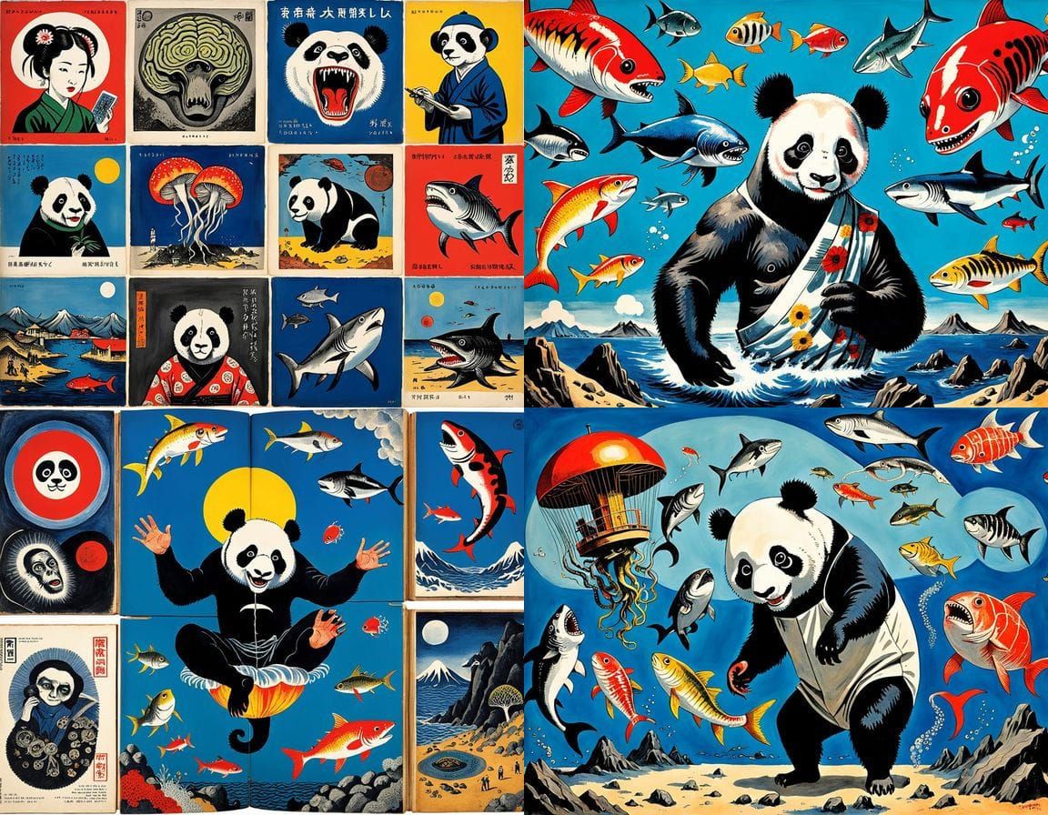 Japenese Bauhaus Homunculus, A Grotesque Woodblock Print