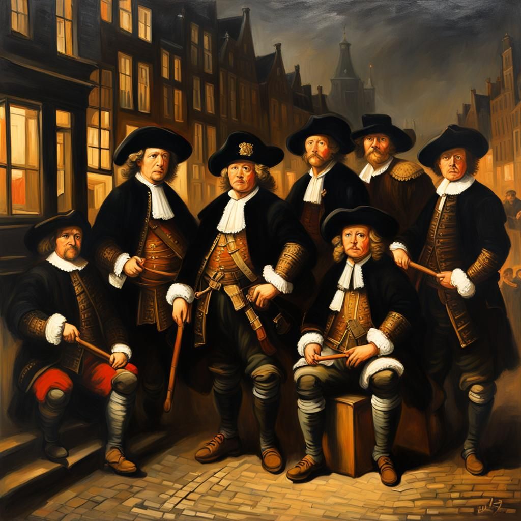 Amsterdam Night Watch in Baroque Style