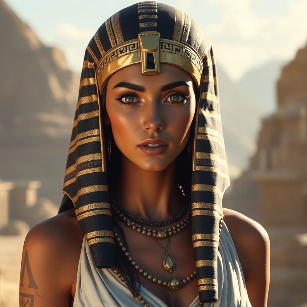 Regal Female Figure Basks by the Nile in Stunning Photoreali...