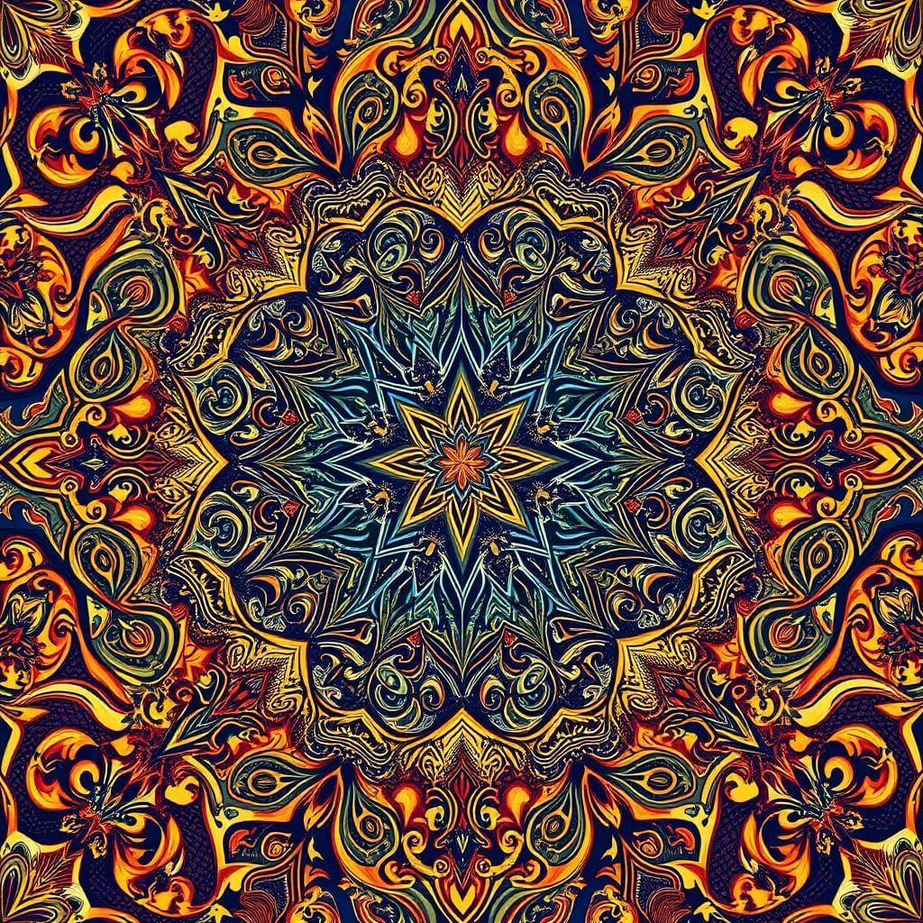 Detailed Arabesque Patterns in Digital Painting Style