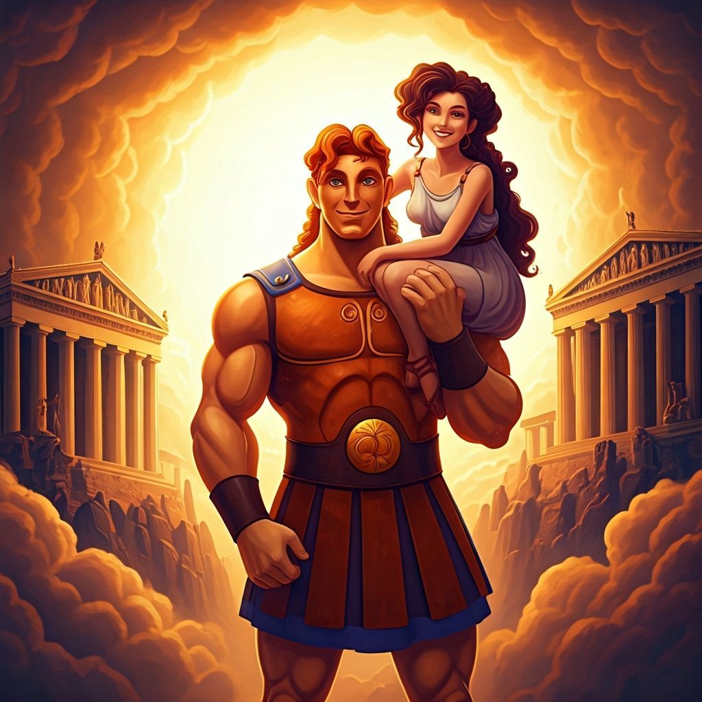 Hercules and Meg Triumph on Mount Olympus