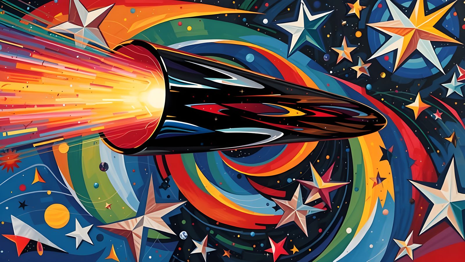 High-Velocity Cylinder Soaring Through Dreamlike Cosmos