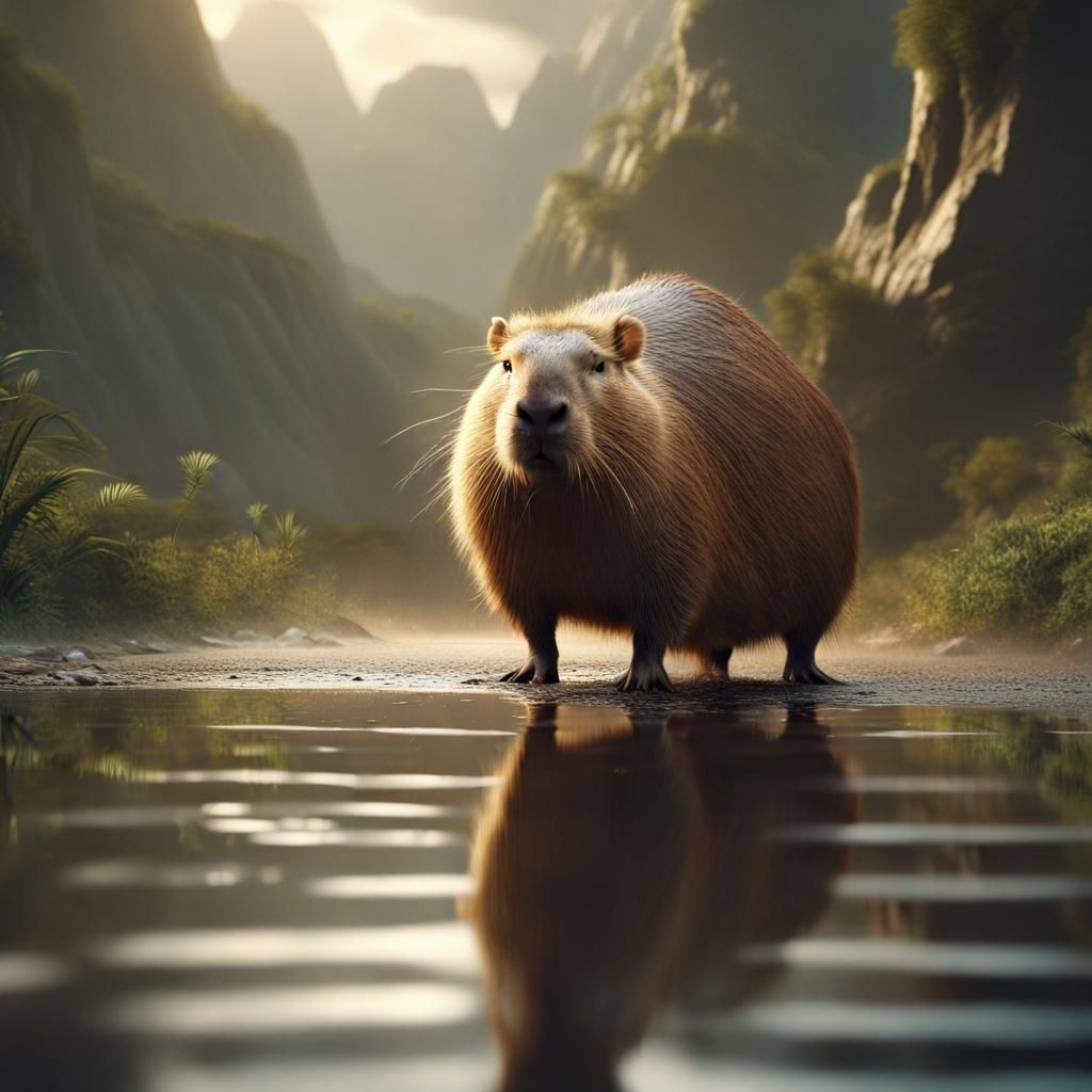 Epic Capybara in Detailed Digital Painting
