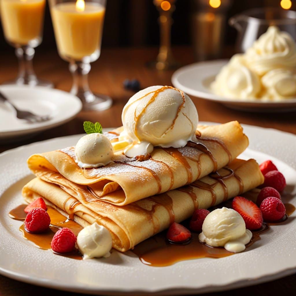 Crepes with Italian ice cream
