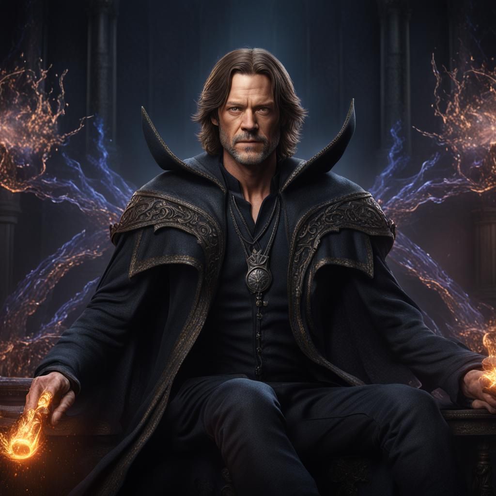 Dark Wizard with Powers: Hyperrealistic Digital Painting