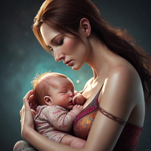 Hyperrealistic Mother and Child: A Tender Moment