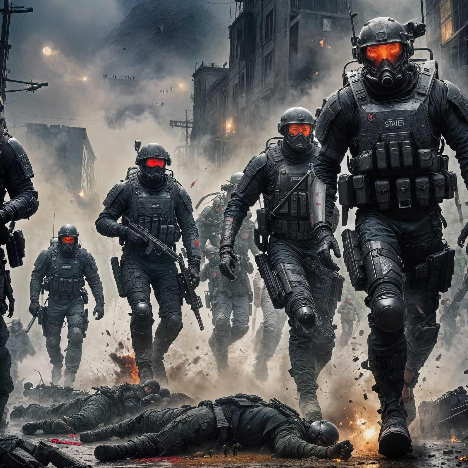 SWAT Team Emerges from Fog