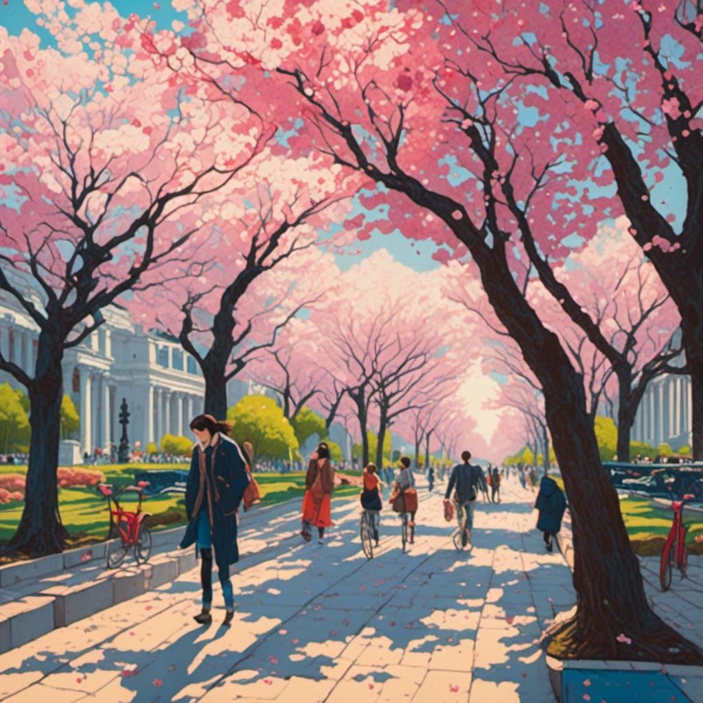 Dark Fantasy Cherry Blossoms on Washington Mall