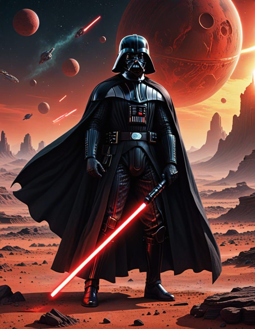 Dark Lord of the Sith Wields Red Lightsaber on Alien World