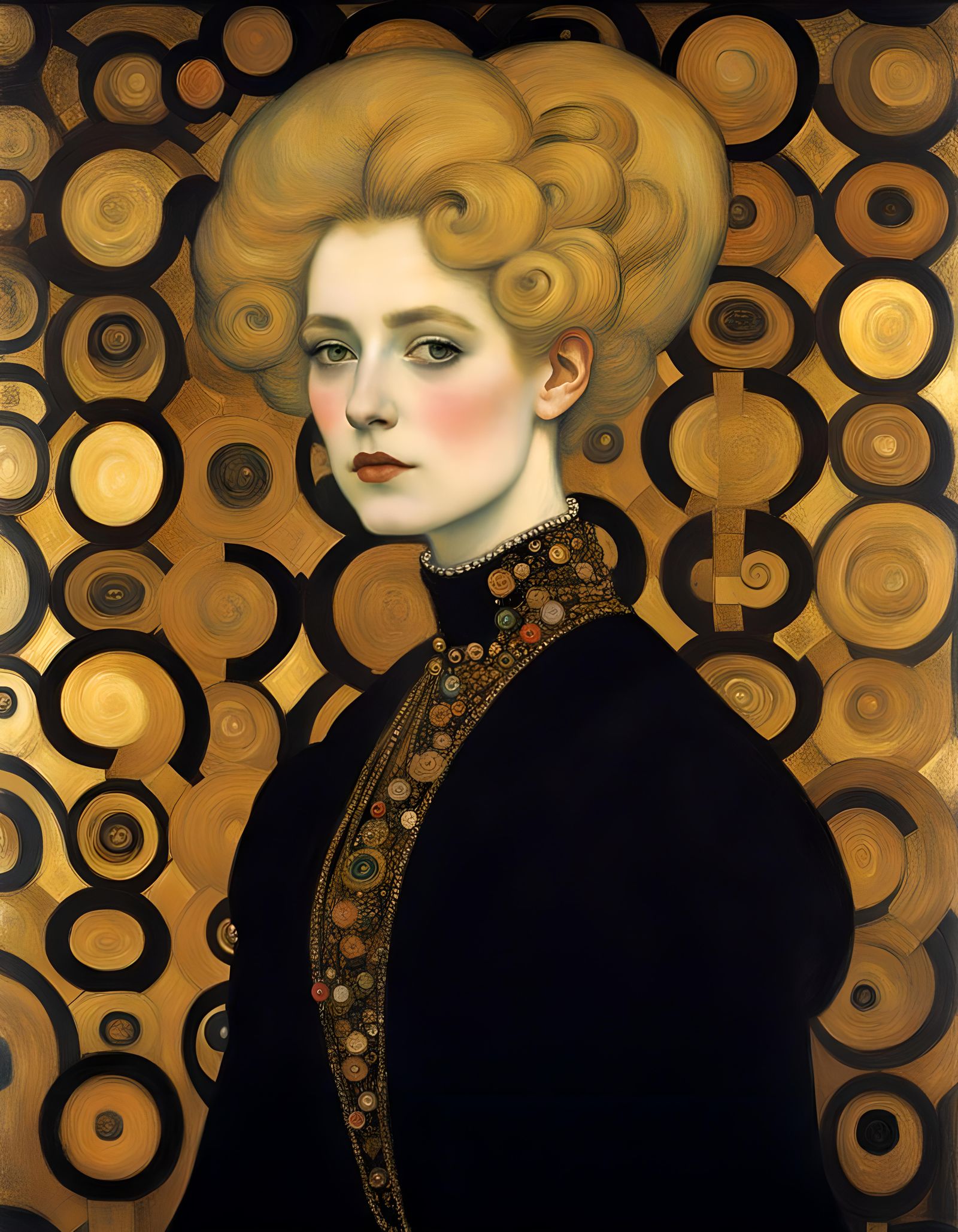 Edwardian Woman Portrait in Art Nouveau Style