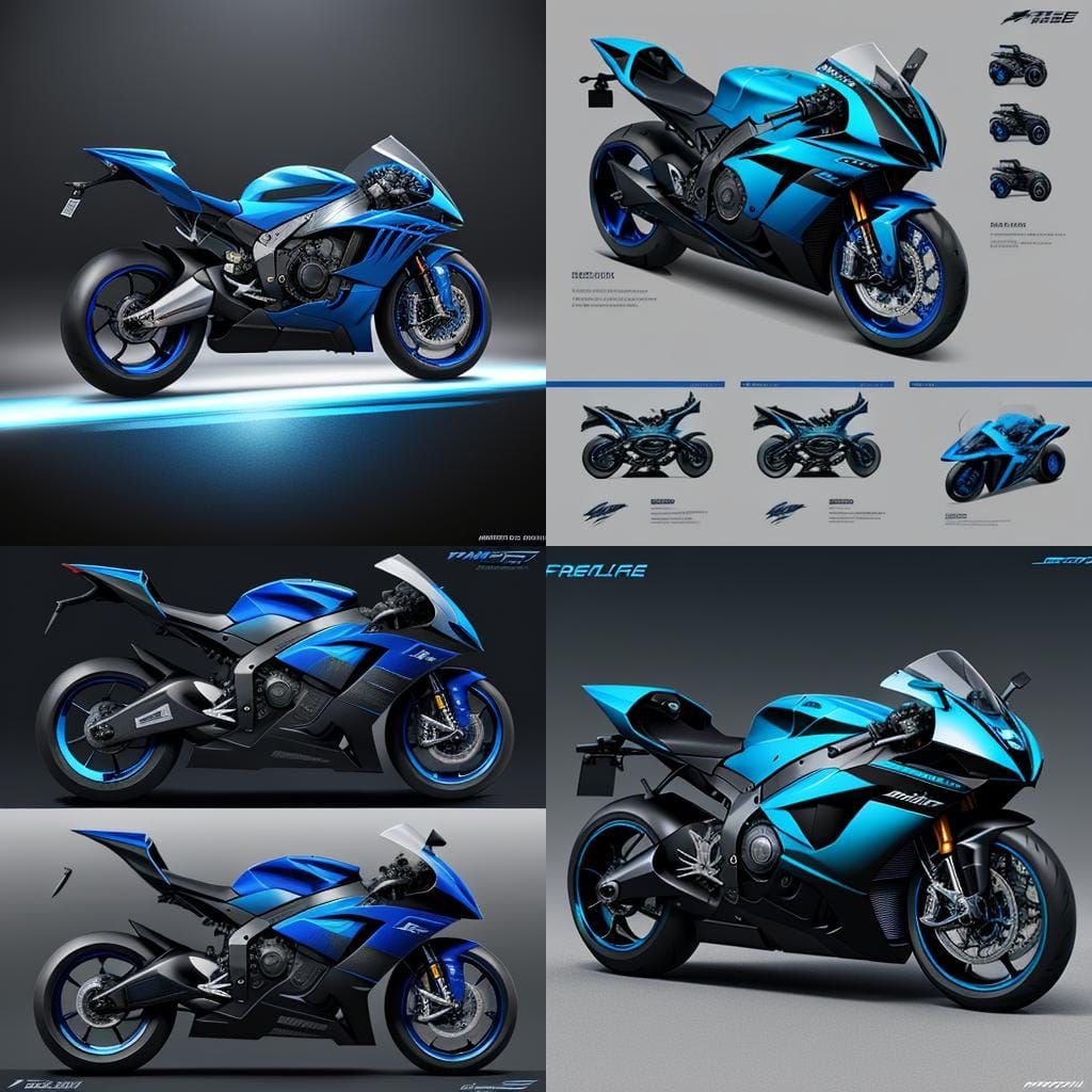 Futuristic Superbike Design Sheet in Detailed Matte Painting
