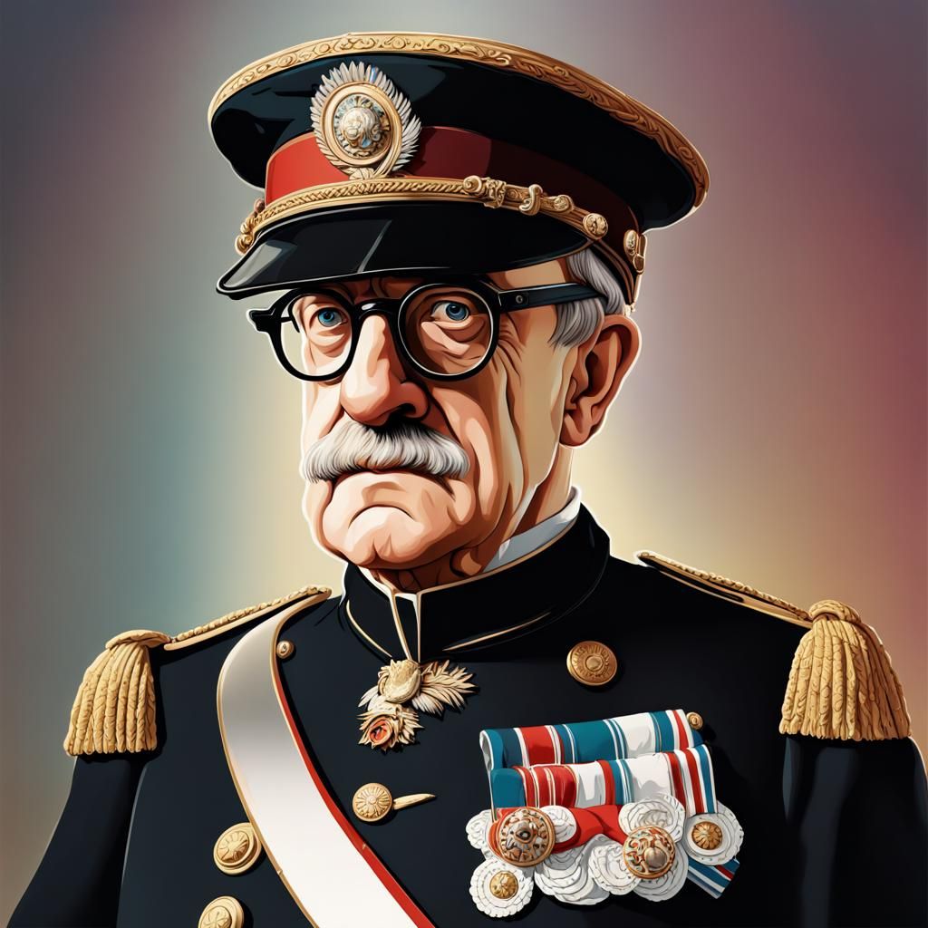 Woody Allen as Bismarck in Hyperrealistic Splash Art