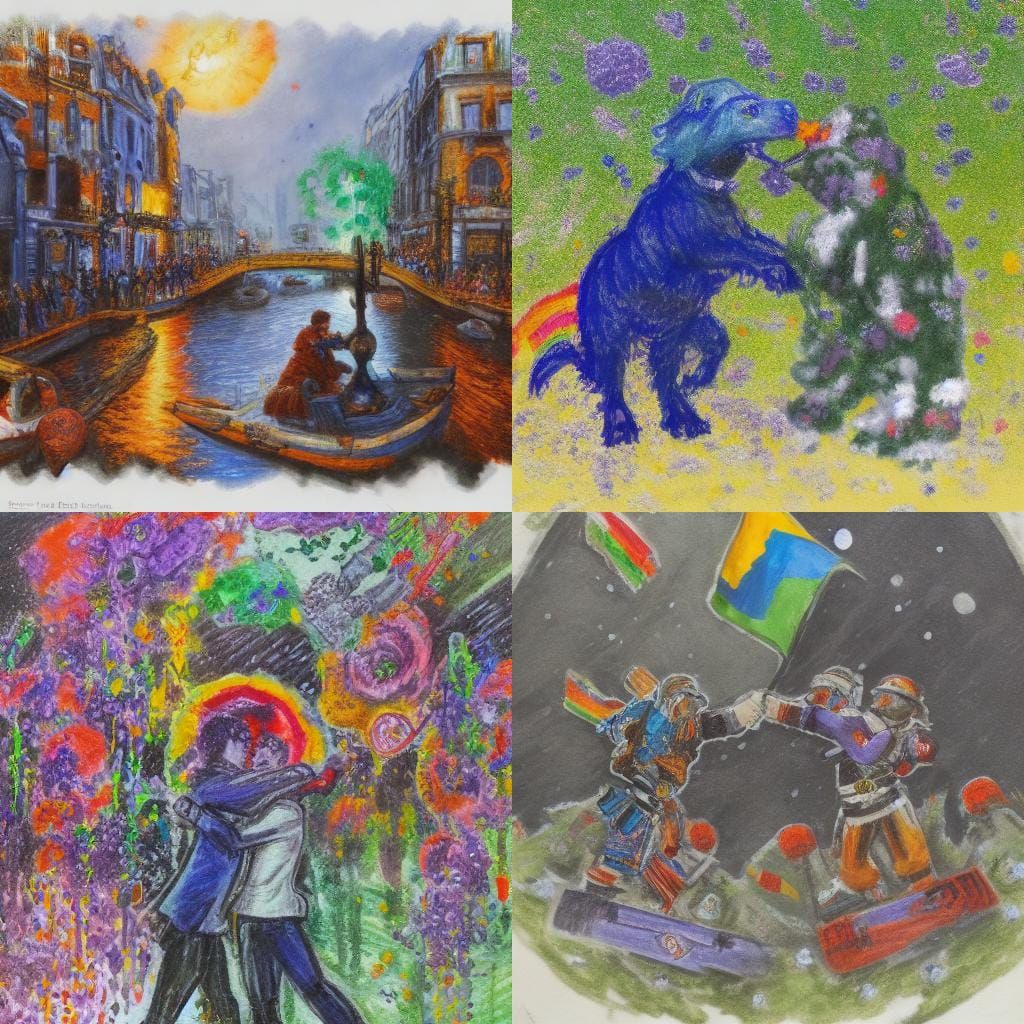 Boys Kissing at Pride Parade: Detailed Digital Painting