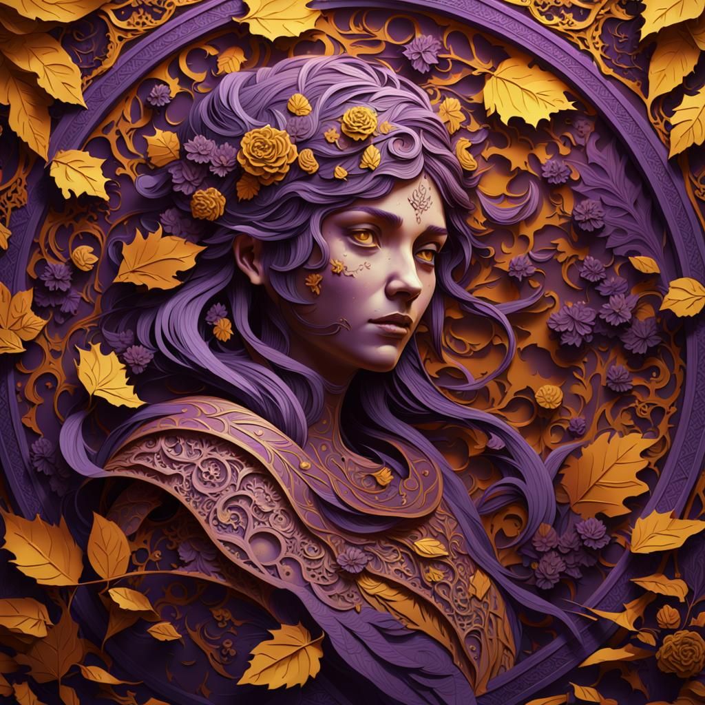 Autumn Kirigami Artwork in Dark Fantasy Style