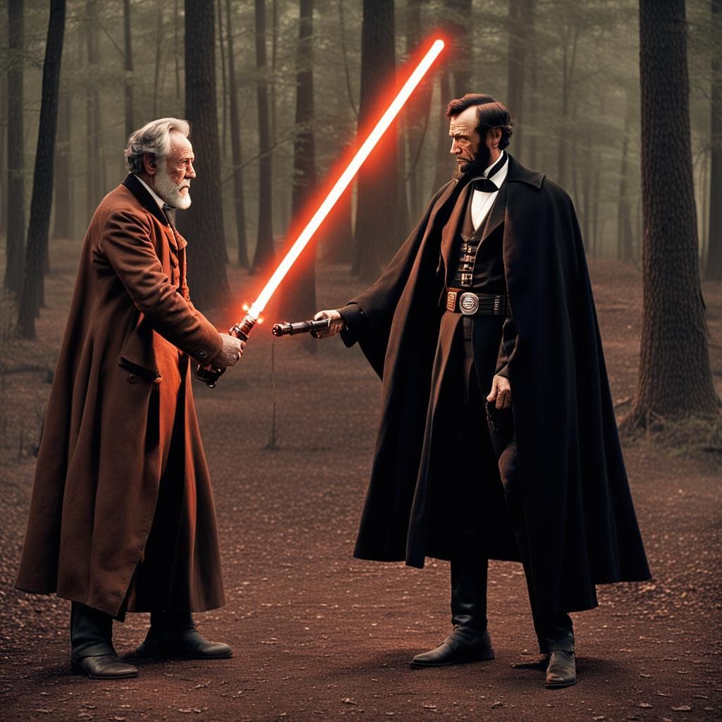Abraham Lincoln and General Lee Lightsaber Duel