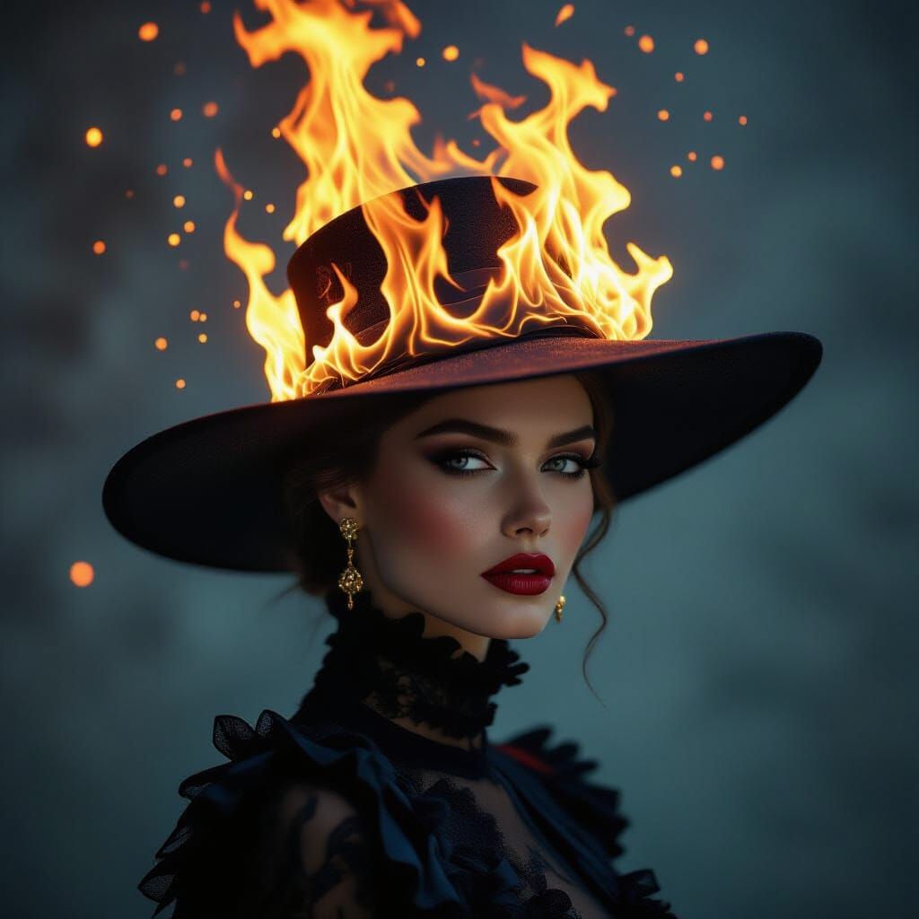 Fashion Figure With Fiery Hat
