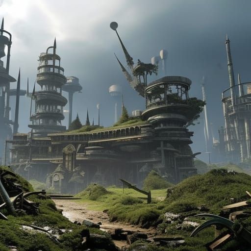 Post-Apocalyptic Wonderland: AI Generated Scene