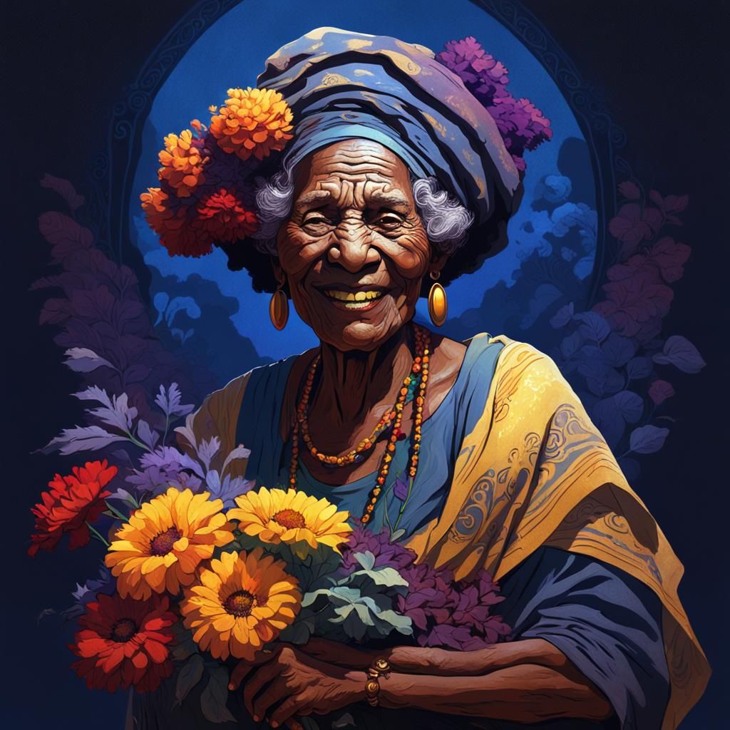 Afro-Cuban Woman Portrait in Dark Fantasy Style