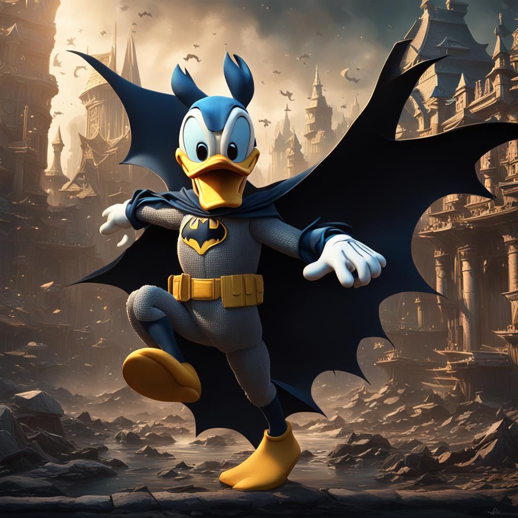 Donald Duck as Batman: Detailed Matte Painting