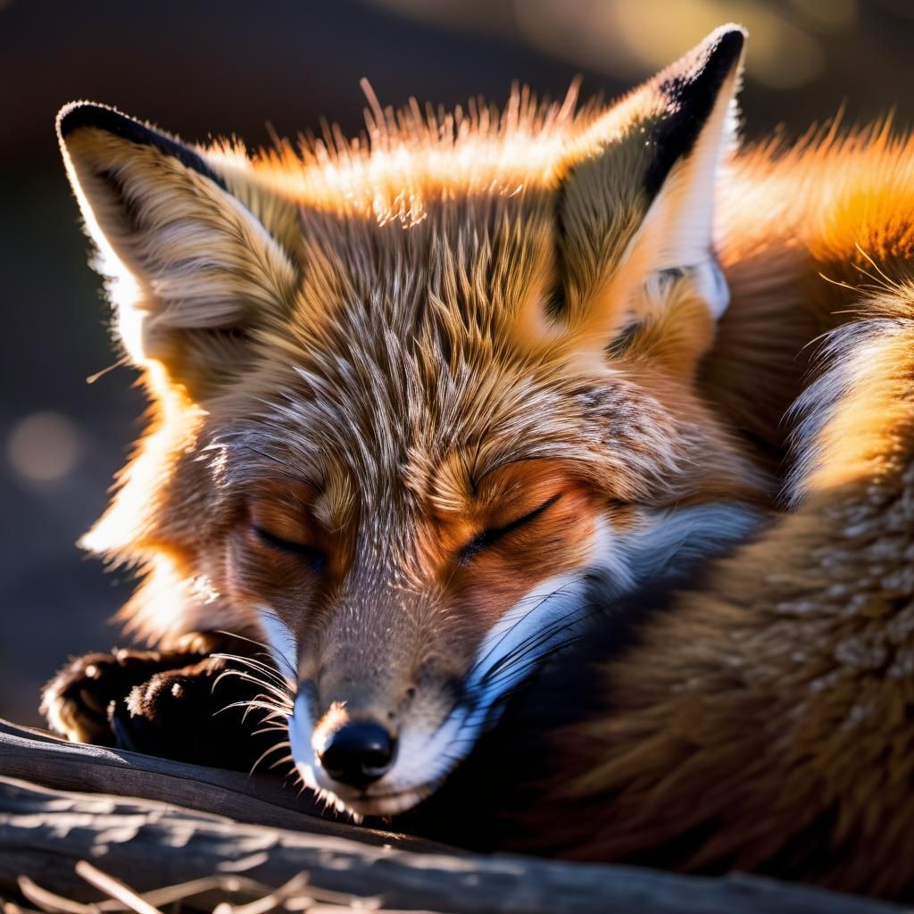 Sleeping Fox in Cozy Fall Setting