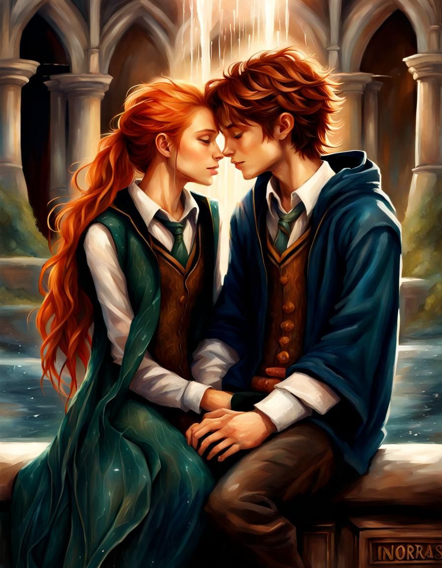 Hogwarts Students' Romantic Date by Dragon Fountain