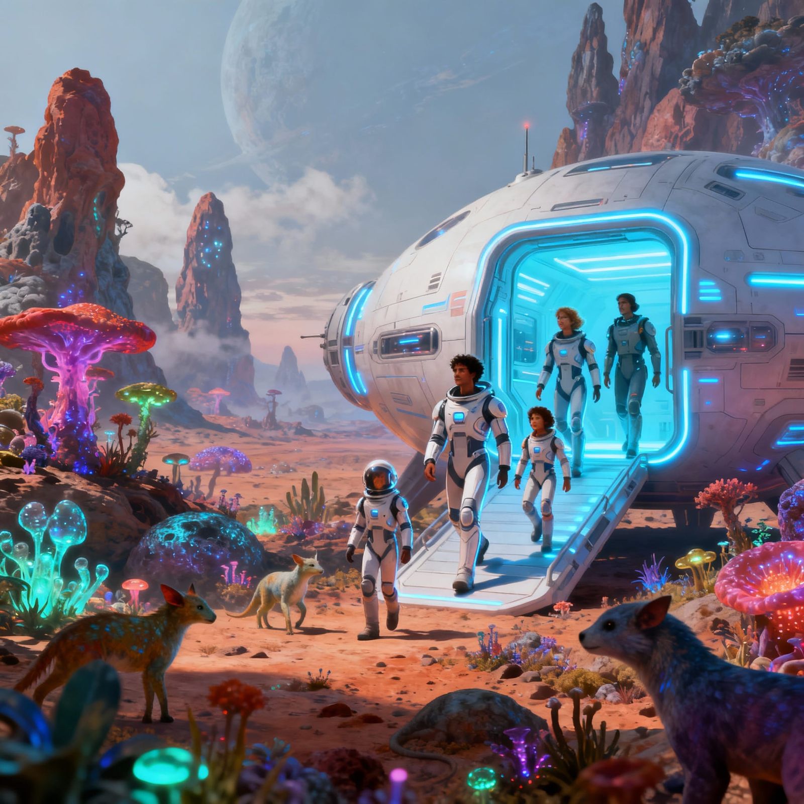 Family Explores Alien Planet After Space Landing